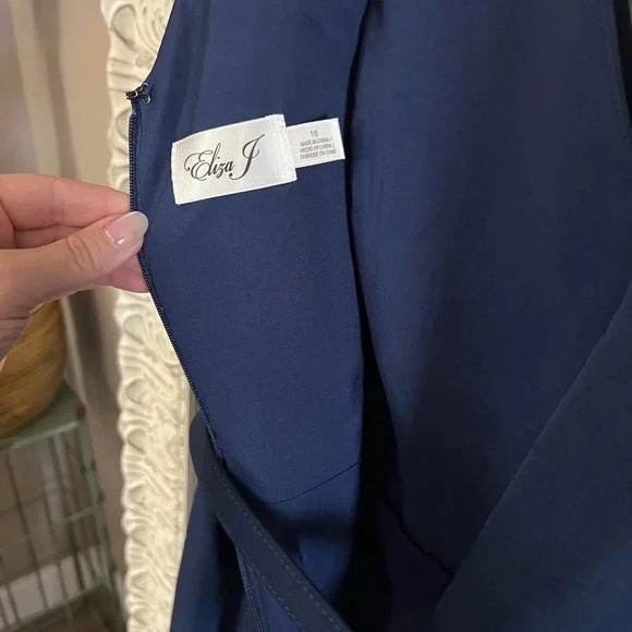 Eliza J • Sleeveless V-Neck Belted High Low Asymmetrical Gown - Picture 10 of 16